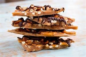 Homemade toffee with pretzels and chocolate